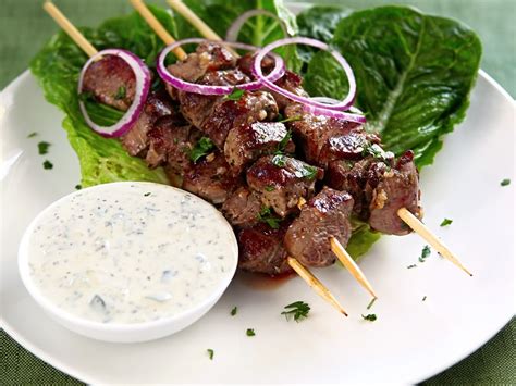 Lamb Souvlaki With Yogurt Garlic Sauce Recipe Epicurious