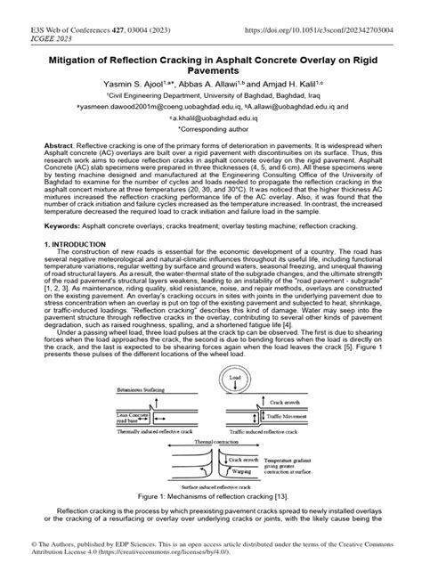 Mitigation Of Reflection Cracking In Asphalt Concr Pdf Road Surface