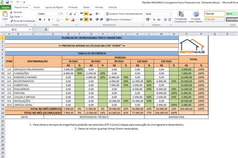 planilha de cronograma de obra fg sico financeiro excel bilarasa