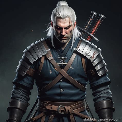 Ronin With White Hair Inspired By Witcher Stable Diffusion Online