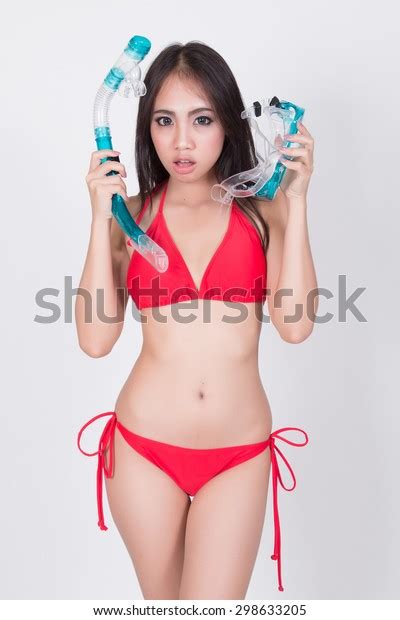Sexy Asian Girl Red Bikini Snorkel Stock Photo Shutterstock