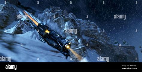 The Polar Express Train Heads Down Mountain Stock Photo Alamy