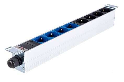 Блок розеток REM Rem-32, с индикацией, 8 Schuko, 32 A, алюминий, 19 ...