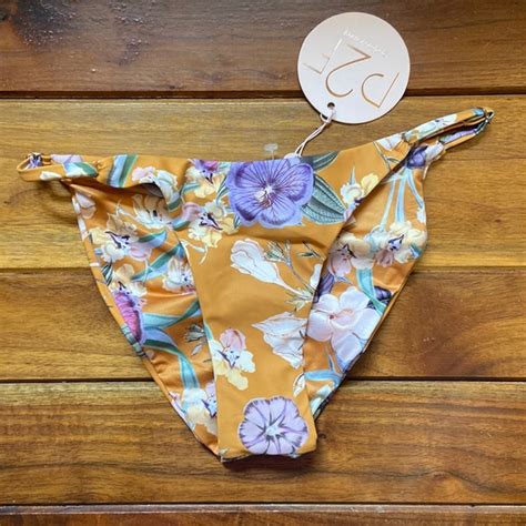 P2F Swim Nwt P2f Mustard Floral Bikini Bottom Small Poshmark