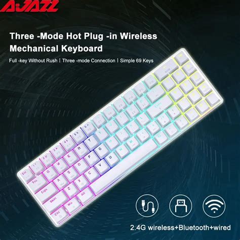 Ajazz Ak Mechanical Keyboard Wireless Hot Swap Three Mode G Usb Bluetooth Keys Rgb