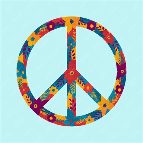 Icono De Símbolo De Paz Internacional Floral Flores Signo De Paz Contra La Guerra Emblema Del