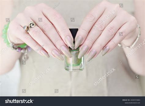 Female Hand Long Nails Nude Beige Stock Photo Shutterstock
