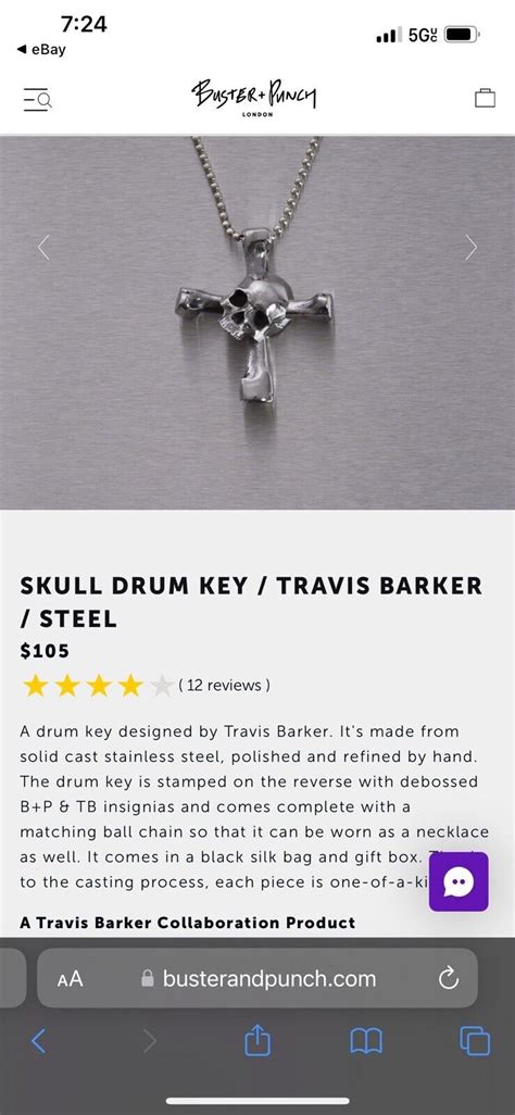 Buster And Punch Travis Barker Skull Drum Key Necklac Gem