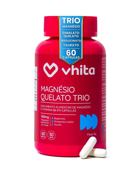 Magnésio Quelato E Dimalato - Magnésio Quelato Trio, Dimalato, Bisglicinato e Taurato com Vitamina B6 ...