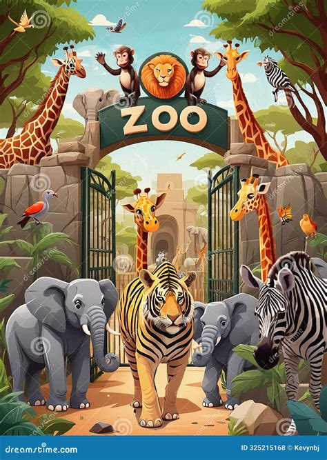 Friendly Zoo Entrance Gates Royalty-Free Illustration | CartoonDealer