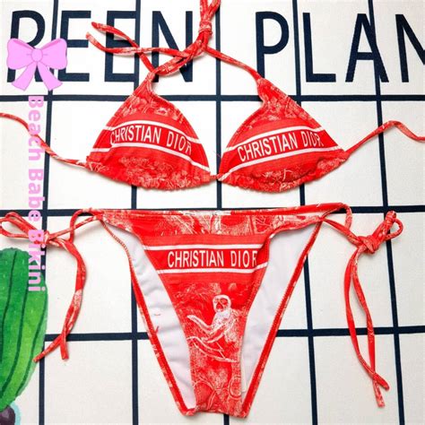 Christian Dior Designer String Bikini Red Beach Babe Bikini