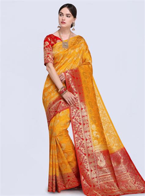 Orange Silk Festival Wear Saree 140442