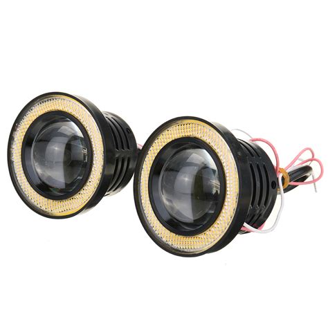 Pair 7 Colours Angel Eyes Halo Car Fog Lights Lamp Projector DRL COB