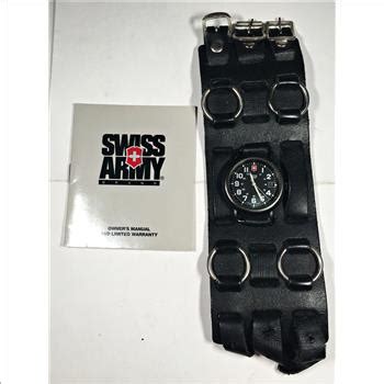 swiss army brand mens    wide  long leather wrist