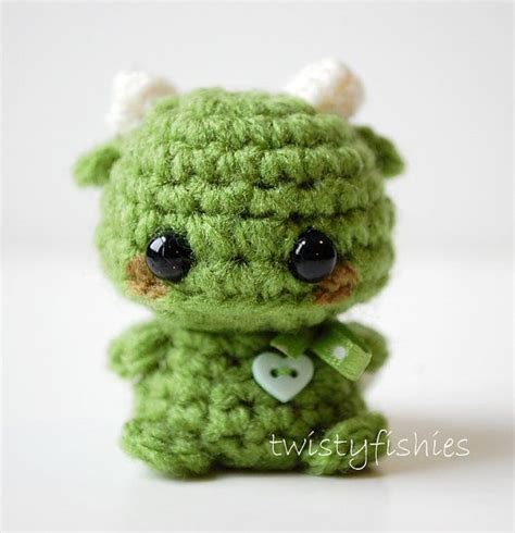 Etsy Listing 120676641 Mini Dark Green Monster Kawaii