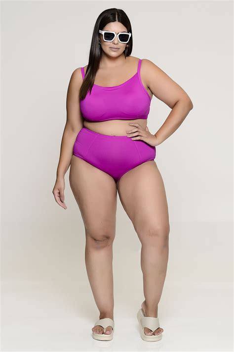 Biquíni Plus Size Top Bojo e Calcinha Hot Pants Vk Moda Plus Size