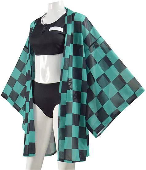 Demon Slayer Swimsuit 3 Pieces Kimetsu No Yaiba Bikini Beach Swimsuit Anime Bathing Suit Sheer