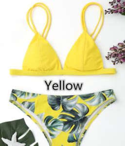 Buy Sexy Swimwear Women Bikini Set Print Leaves Push Up Padded Swimsuit Low Waist Bathing