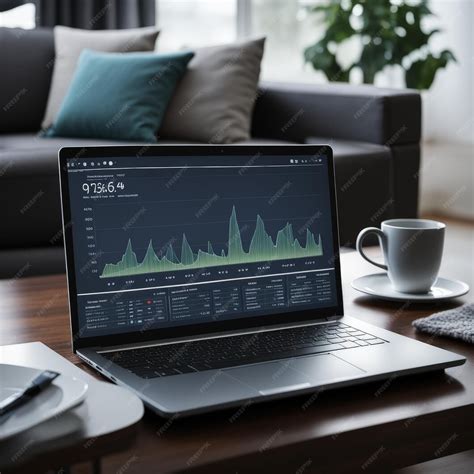 Современный цифровой ноутбук с диаграммами, графиками и графиками на ...
