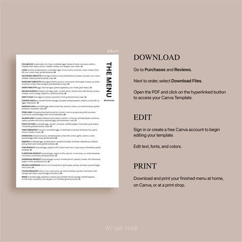 Minimal Restaurant Menu Canva Template Editable Restaurant Menu
