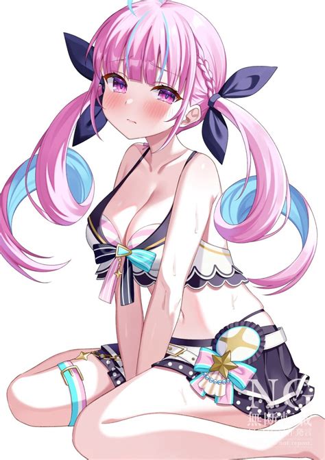 Renge Oo Minato Aqua Hololive Highres Bikini Bikini Bottom Under Shorts Bikini Under