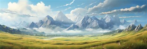 Wide Landscape With Beautiful Mountain Range Panorama Of The Mountain