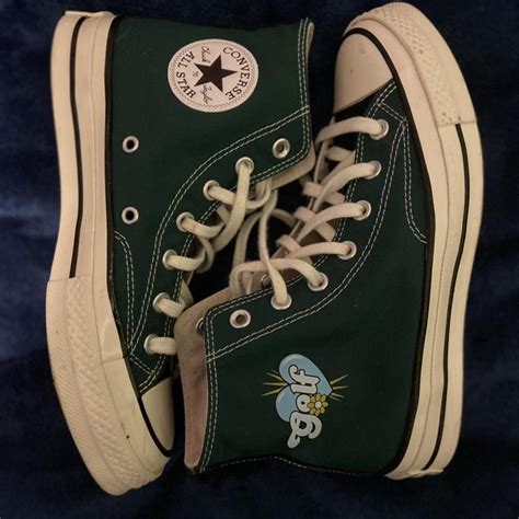 Custom Golf Wang Converse High Tops Forest Green Depop