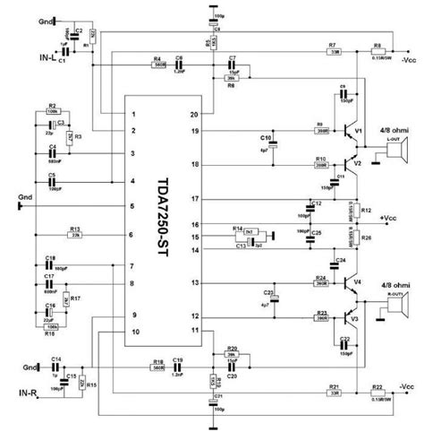 250 watts audio amplifier circuit using tda7250 integrated circuit ...