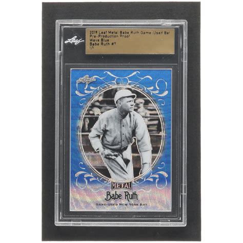 Babe Ruth Leaf Metal Babe Ruth Game Used Bat Pre Production Proof Wave Blue Leaf