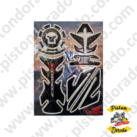 Protector De Tanque Negro Cb R V Piston Dorado