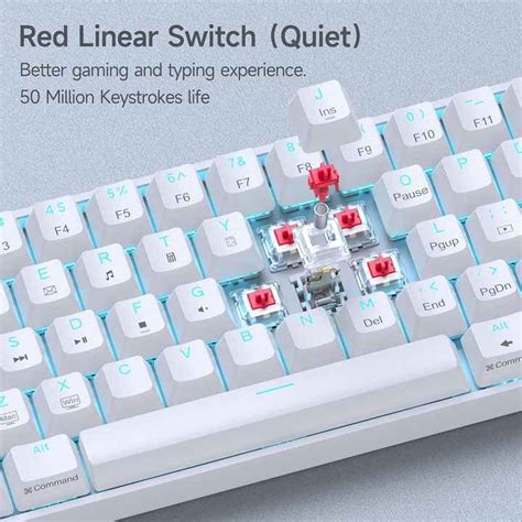 White Hot Swappable Blue Switch Rgb Backlit Compact Ergonomic Wired Keyboard Percent Gaming