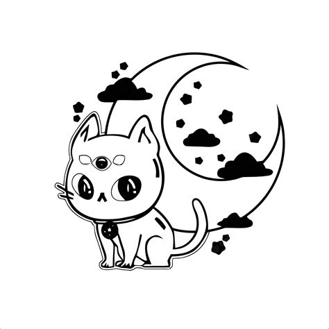 Premium Vector Cute Creepy Pastel Goth Kawaii Cat Coloring Page Coloring Home