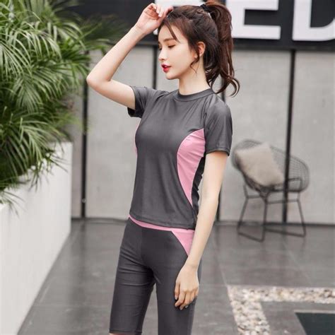 Swimsuit Female Conservative Thin Two Piece Boxer Professional Sports Students Hot Springs Korea