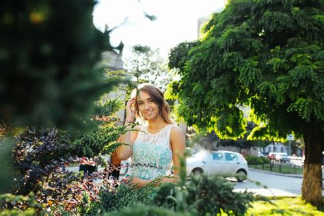 Adorable Blonde Woman With Charming Smile Posing At The Sunrise Stock Photo Image Of Hair