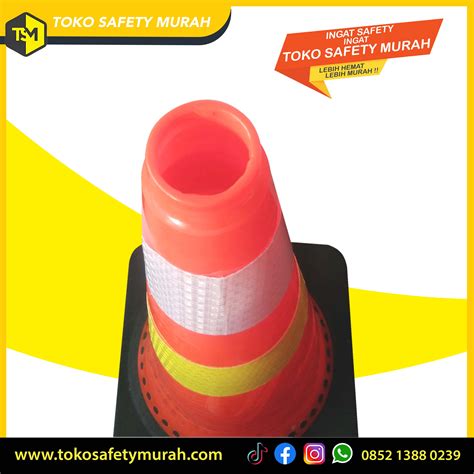 Traffic Cone Rubber 75 Cm Dasar Hitam Kerucut Jalan Traffic Cone 75cm