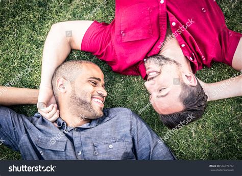 Happy Gay Couple Lying Down On Stock Photo Shutterstock