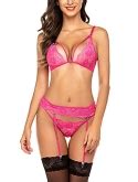 Buy ADOME Women Lingerie Set Lace Teddy Strap Babydoll Bodysuit With Garter Belts Online