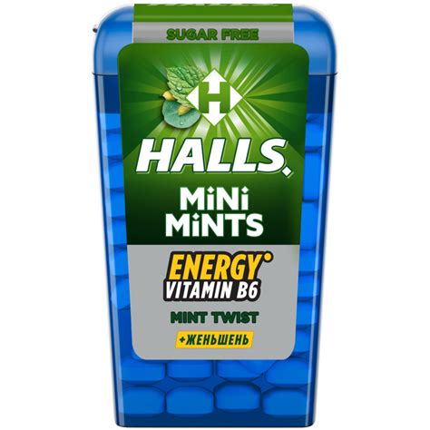 Конфеты Halls Mini Mints Mint Twist мята-ментол с витамином В6 и ...