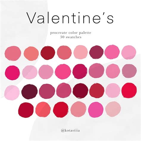 Valentine S Color Palette Handpicked Color Swatches For Etsy