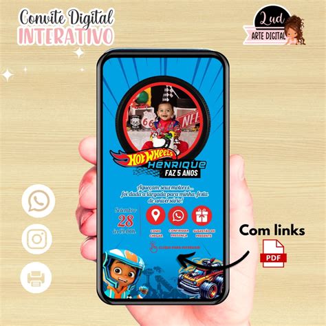 Convite Digital Interativo Hot Wheels Elo Produtos Especiais