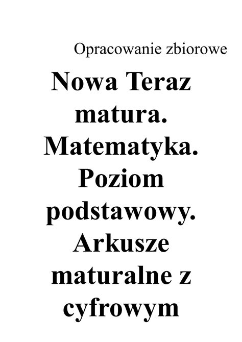 Opracowanie Zbiorowe Nowa Teraz Matura Matematyka Poziom Podstawowy