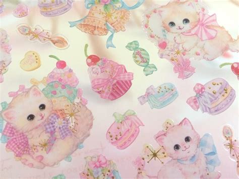 Adorable Cats Sticker Cat Themed White Cat Flower Pussy Etsy