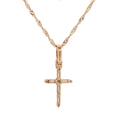 10k Gold 020ct Baguette Diamonds Small Cross Lds Pendant King Johnny Johnnys Custom Jewelry