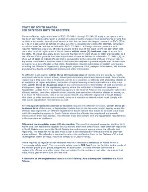 Fillable Online Interstatecompact State Of South Dakota Sex Offender Duty To Register Icaos