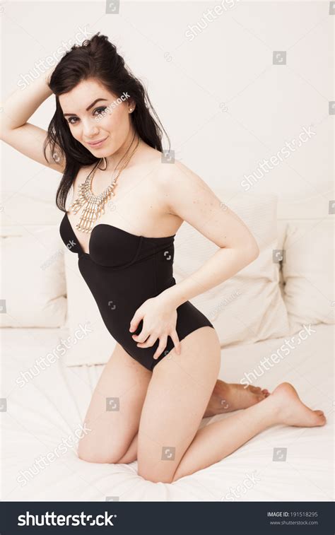 Sexy Brunette Lingerie Woman Wearing Black Stock Photo 191518295 Shutterstock