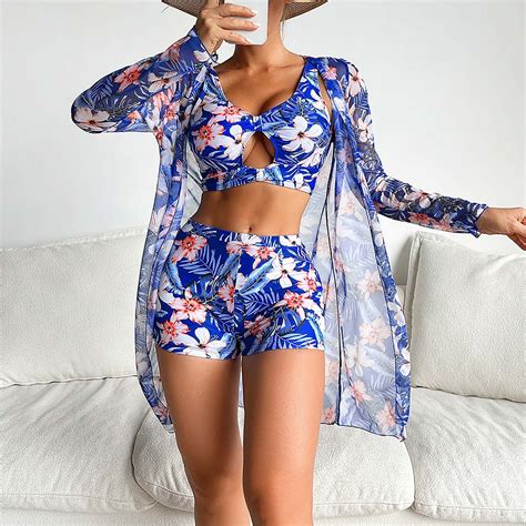 Spring Saving GaThRRgYP Womens Bikinis Bathing Suit Sets Women S Printed Bikini Straps Deep V