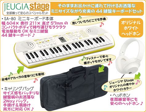 【楽天市場】CASIO SA-80 Casiotone カシオ ミニキーボードセット【キャリングバッグ・ヘッドホン(白)付き】 44ミニ鍵盤 ...