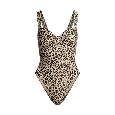 Signature Swim Underwire One Piece Champagne Leopard Print