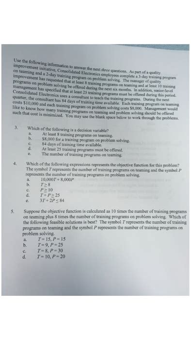 Solved Use The Following Information To Answer The Next Chegg