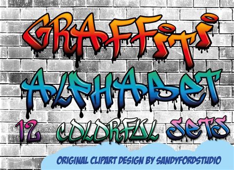 Colorful Graffiti Clipart Alphabet Letters and Numbers 12 Colored ...